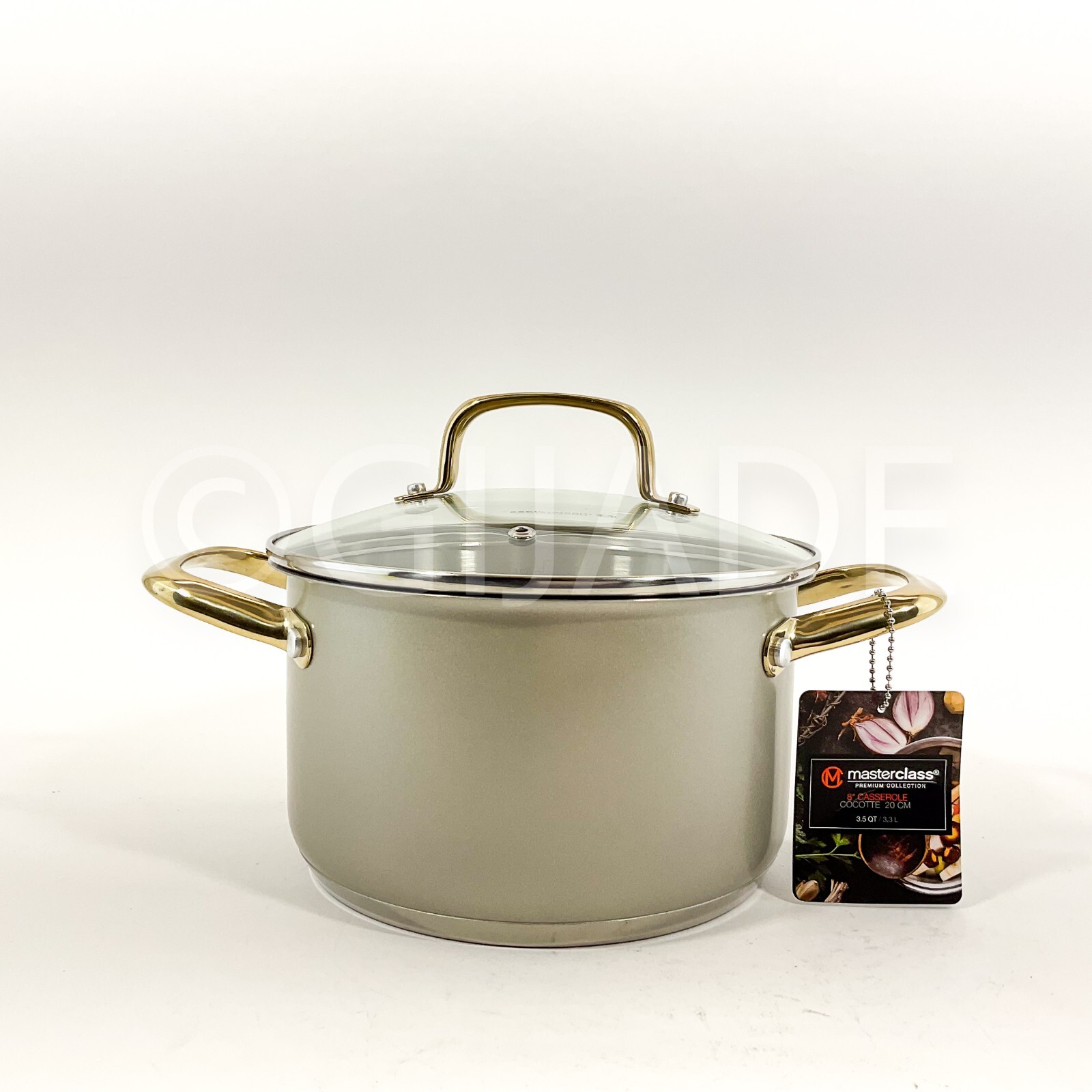 Masterclass 3.5-qt 8″ Stainless Steel Champagne + Gold CasseroleCookware New
