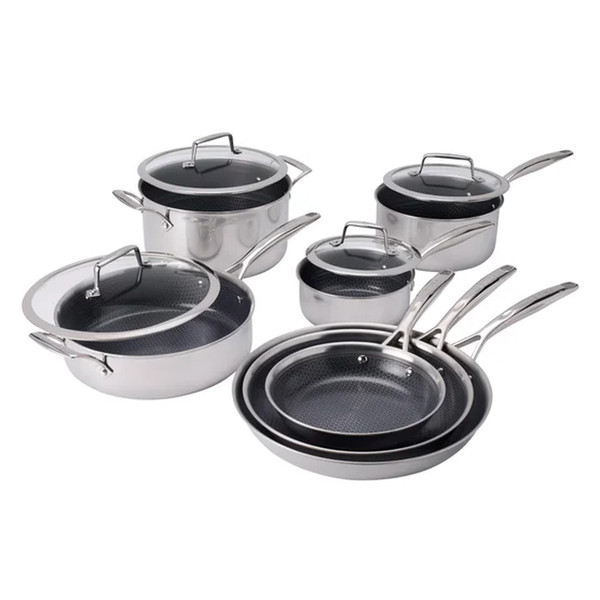 Henckels Paradigm Ceramic Non-Stick 11-piece Cookware Set, Stainless, NEW