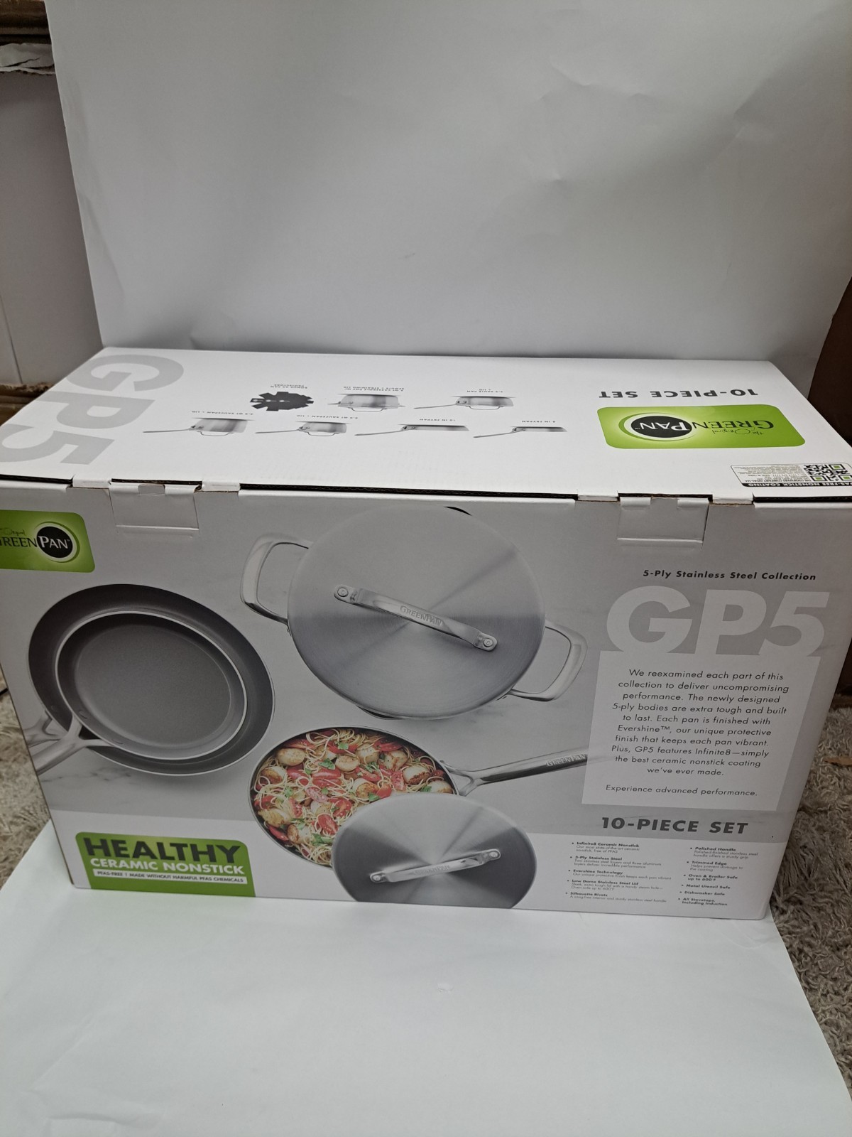 GreenPan GP5 Extraordinarily Engineered Stainless Steel 10 Piece Cookware Set