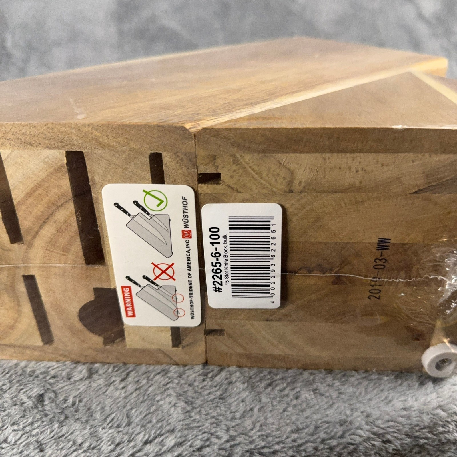 WUSTHOF 15 Slot Knife Block Acacia Wood Storage Countertop Universal #2265-6-100