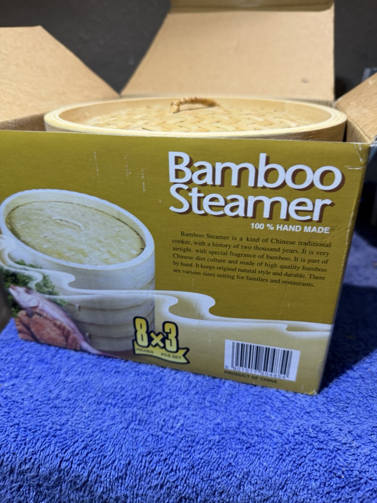 Bamboo Steamer Cooker Basket – 3 Piece – 8” Diameter x 6” Height