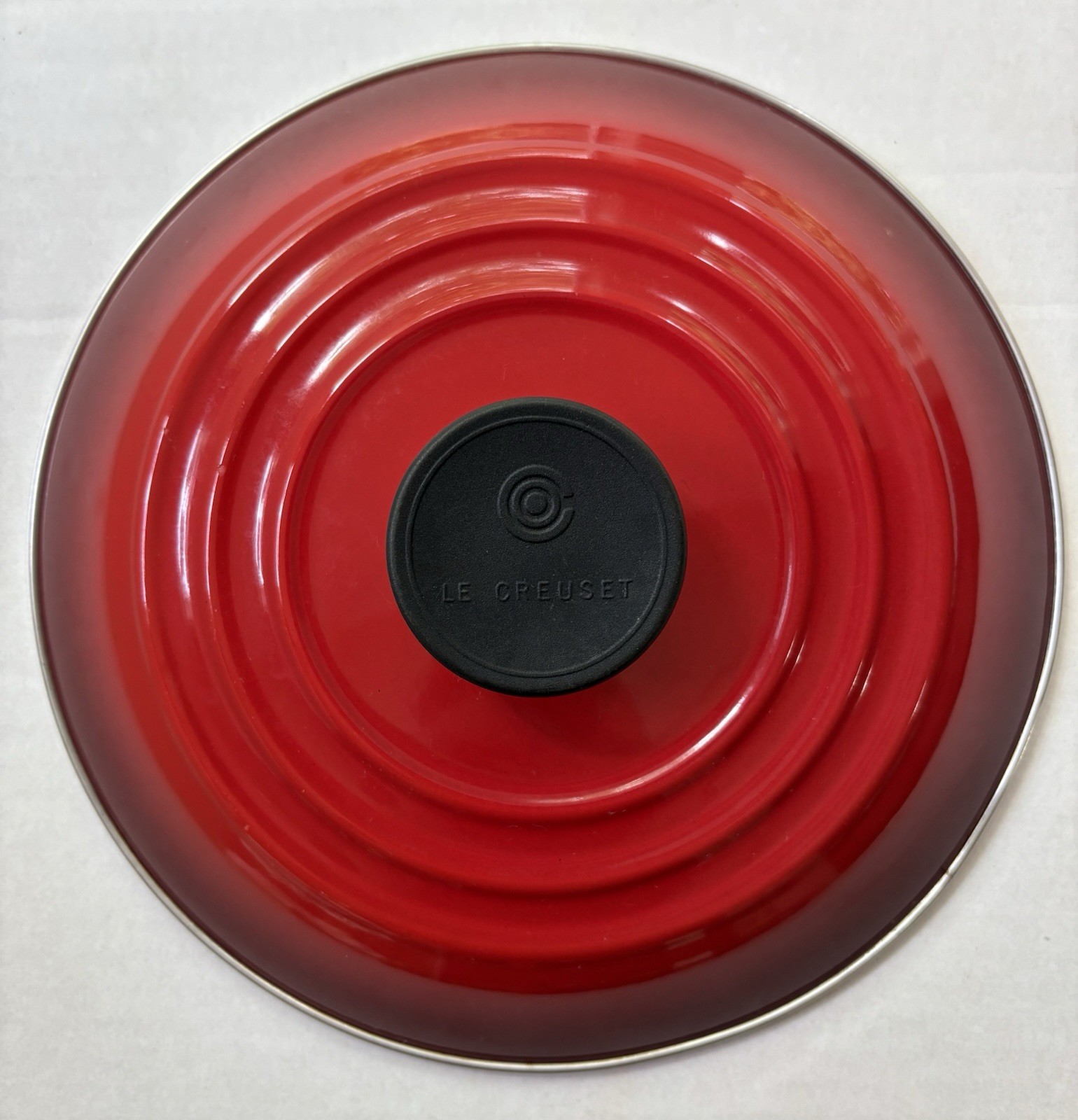 Le Creuset Stock Pot Replacement Lid Enamel Steel 9 3/8” Red