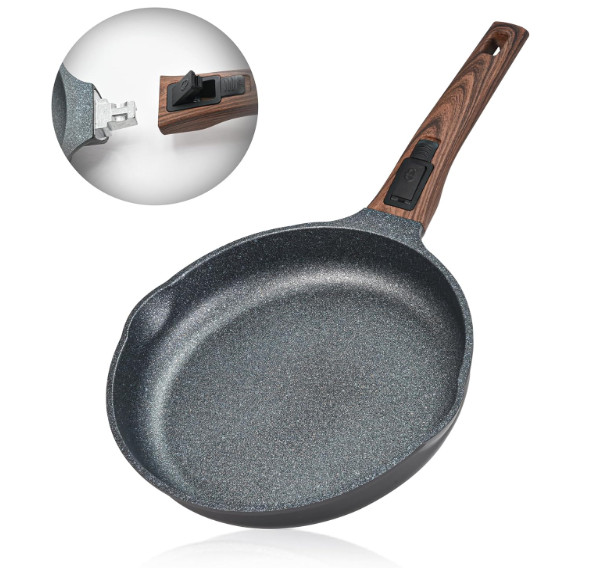 8 Inch Smart Nonstick Frying Pan with Removable Handle,Cast Aluminum and Anti-S