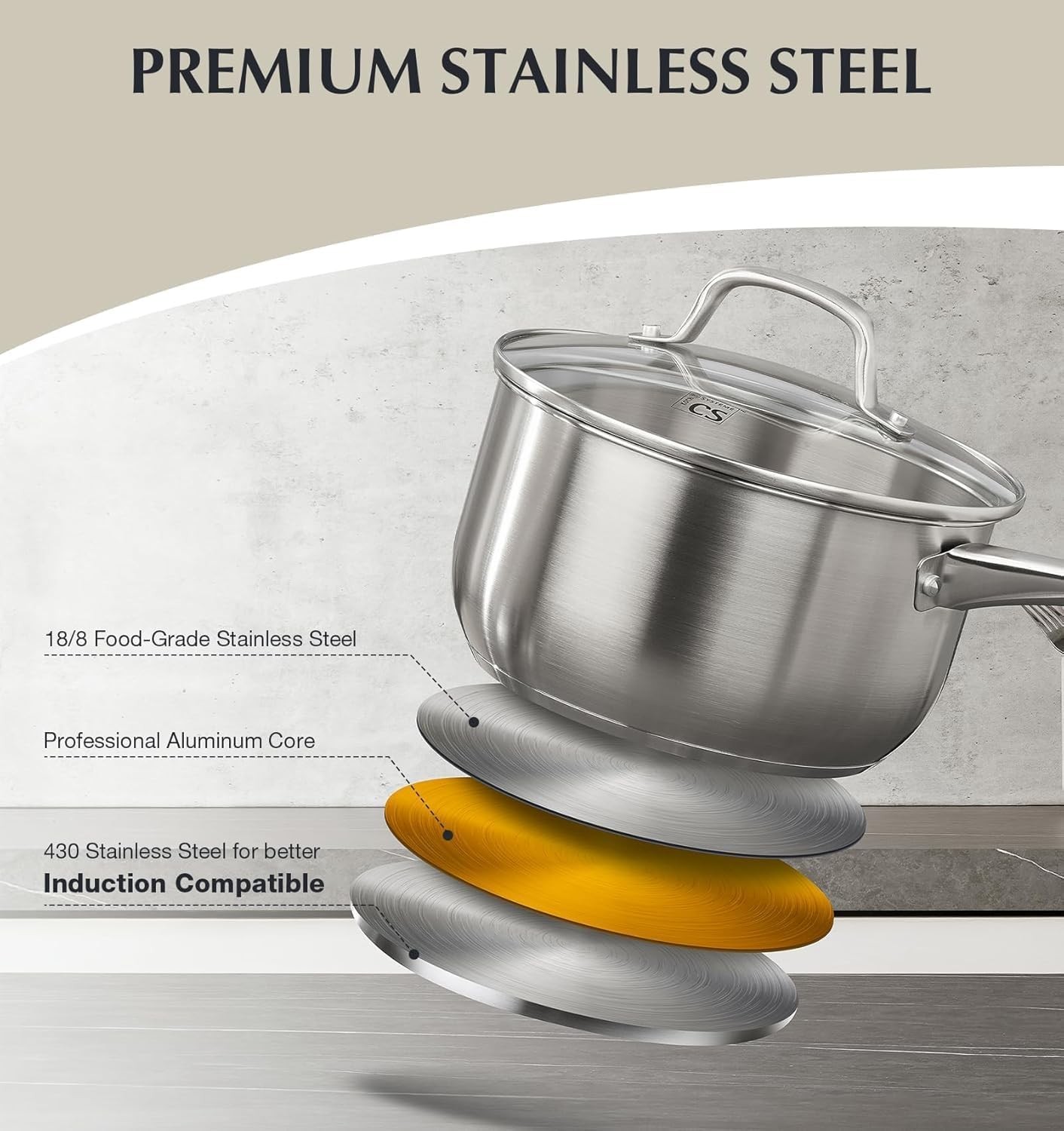 Koch Systeme Cs Stainless Steel Pots And Pans Set 10 Piece Stainless Steel