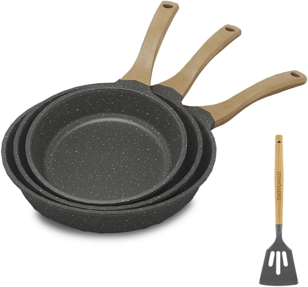 Kitchen Nonstick Cookware 3 Piece Omelette Pan Skillet Set, Nonstick Die-cast…