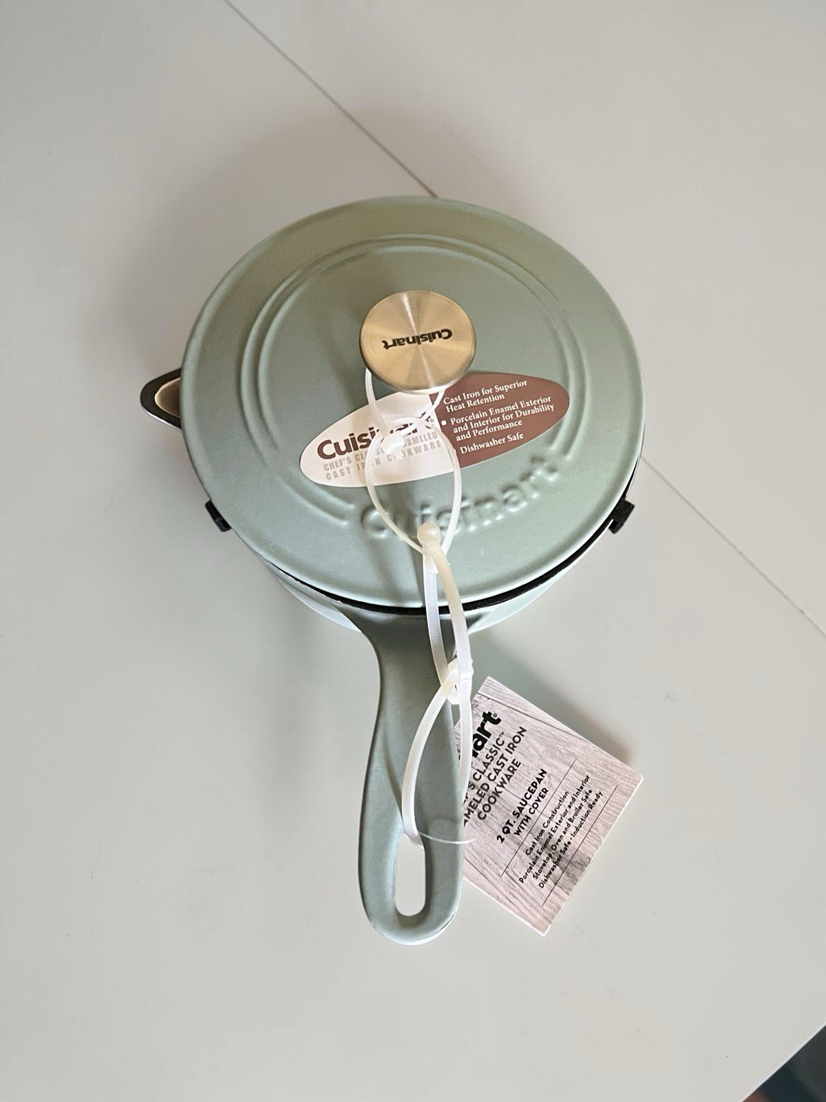 Cuisinart Chef’s Classic 2 Qt Enameled Cast Iron Saucepan w/ Lid Light Blue