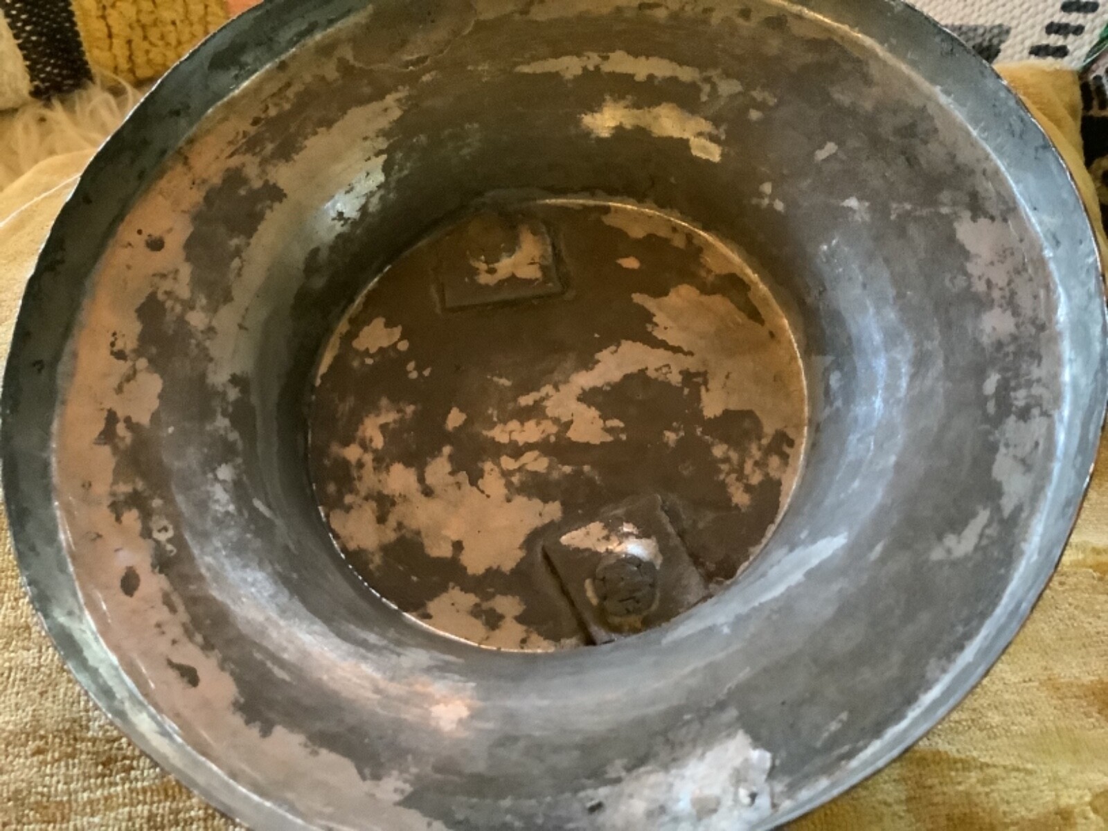 Vintage Copper pot pan Tin-Lined Brass Handle Lid Only