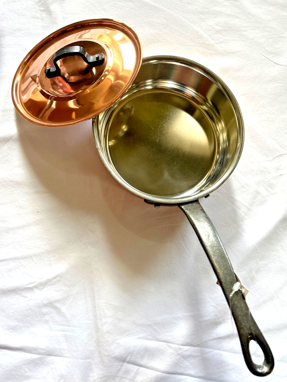 BAUMALU Copper 2 mm Saute Pans and Pots Mixed set of 3 Alsace France New