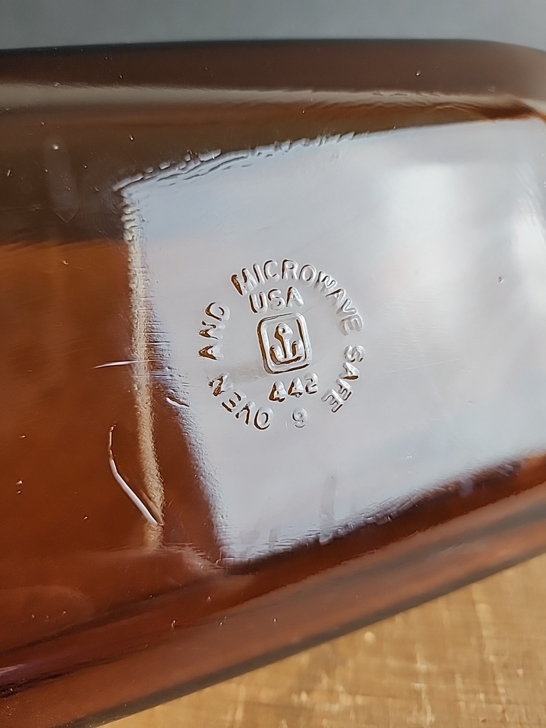 Anchor Hocking Amber Glass Baking Pan Dish Loaf Pan #442 1.5 PT.