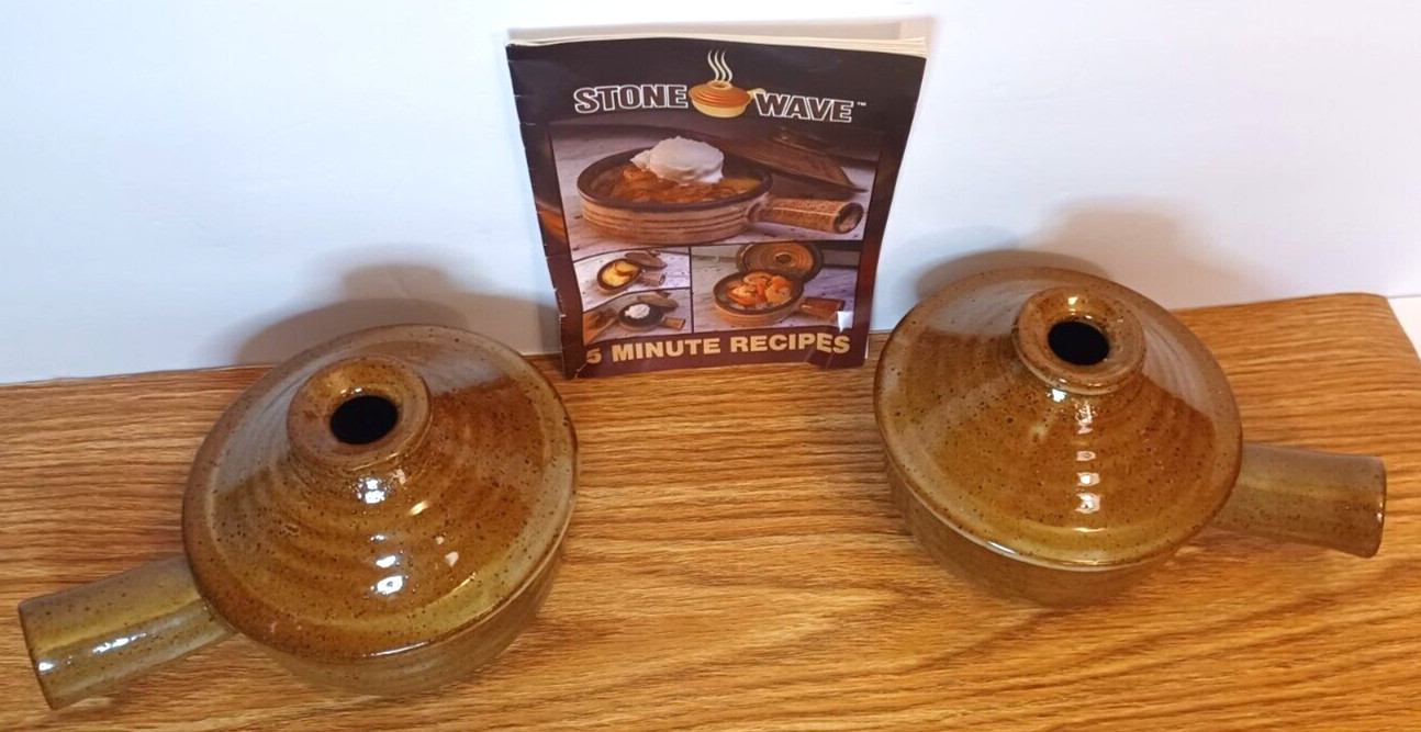 Stone Wave Microwave Stoneware Cookers SET OF TWO (2) WITH RECIPES