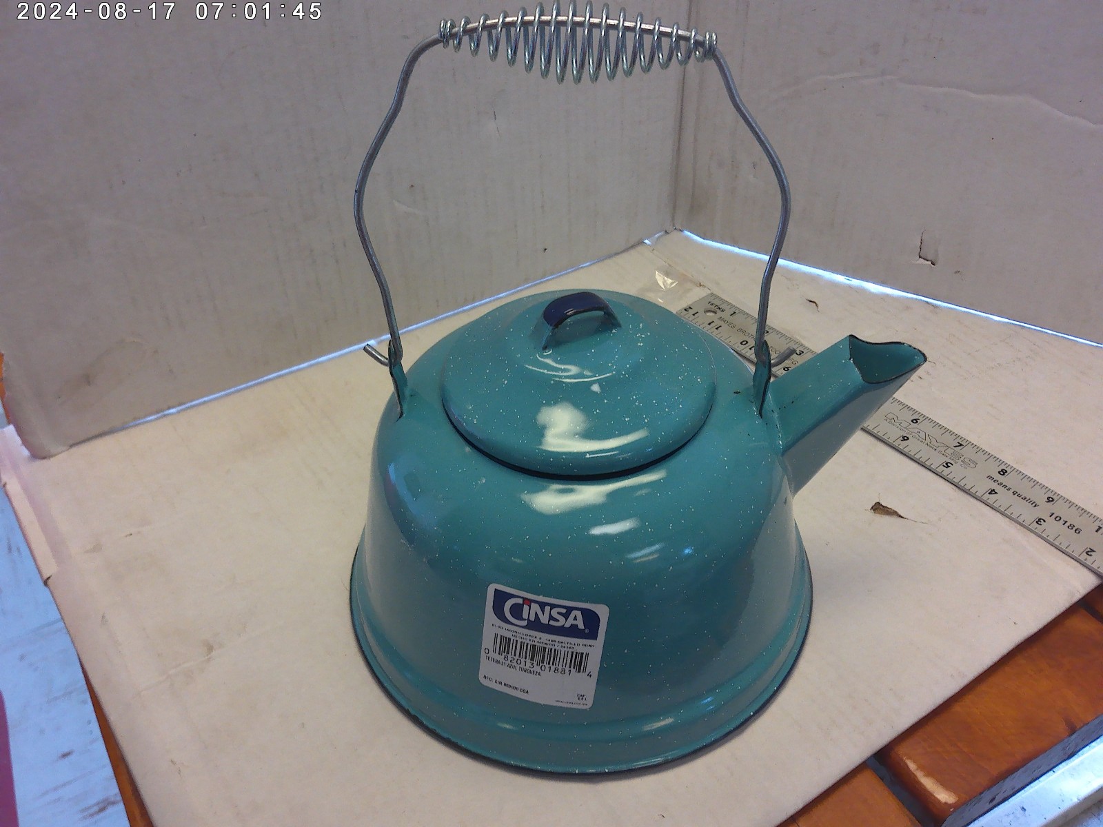 Turquoise enamel tea kettle NEW (company 2nd’s will have chip damage)