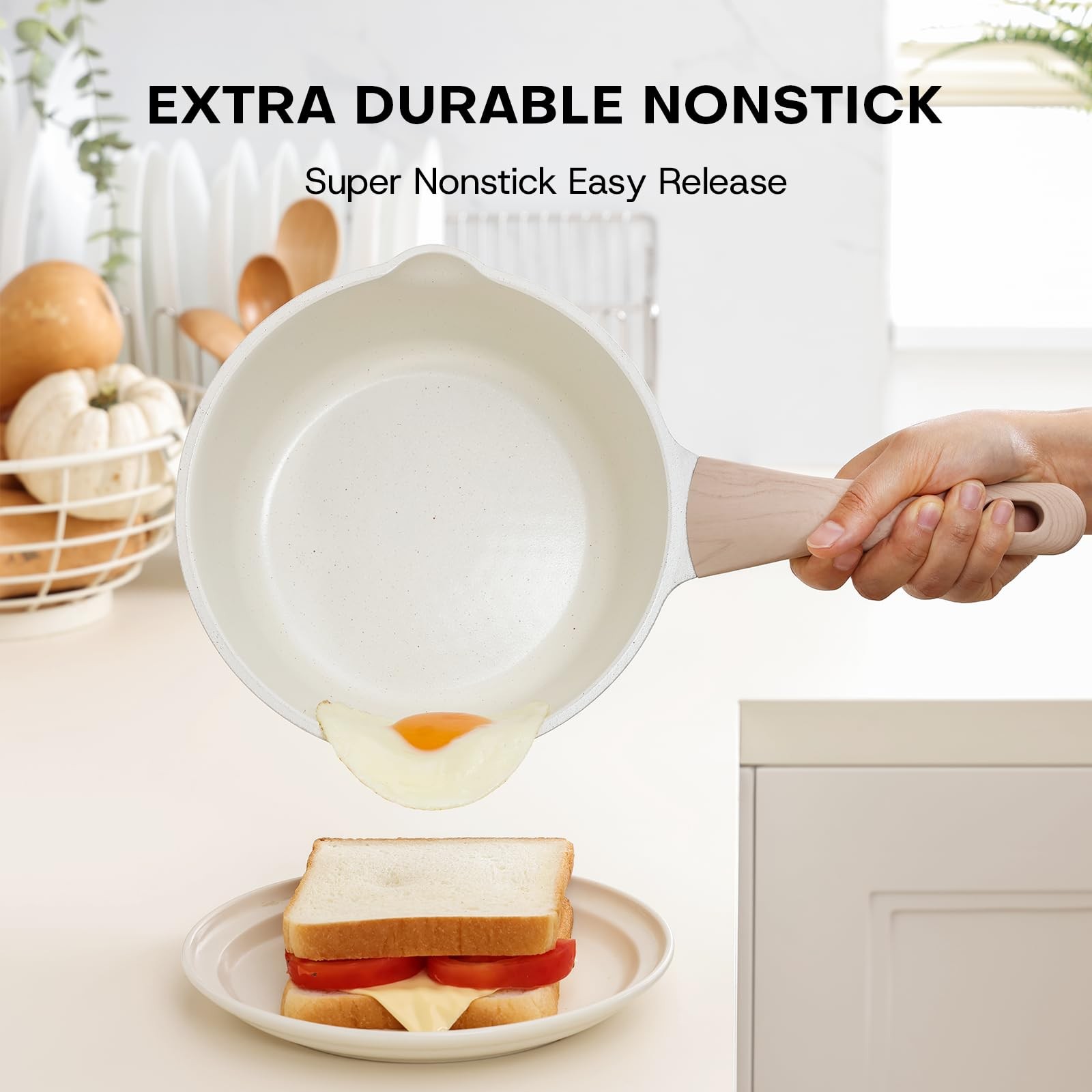 Kordisen Sauce Pan Set with Lid, 1.5Qt & 2.5 Qt Nonstick Cooking Pots with Pour