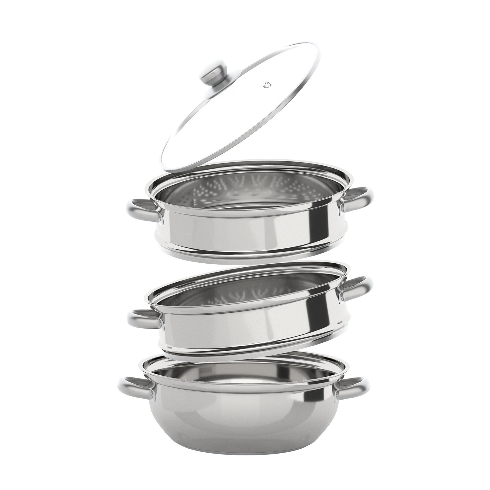 3Tier Steamer Cooker Steam Pot Food Veg Cooking Stainless Steel Kitchen Cookware