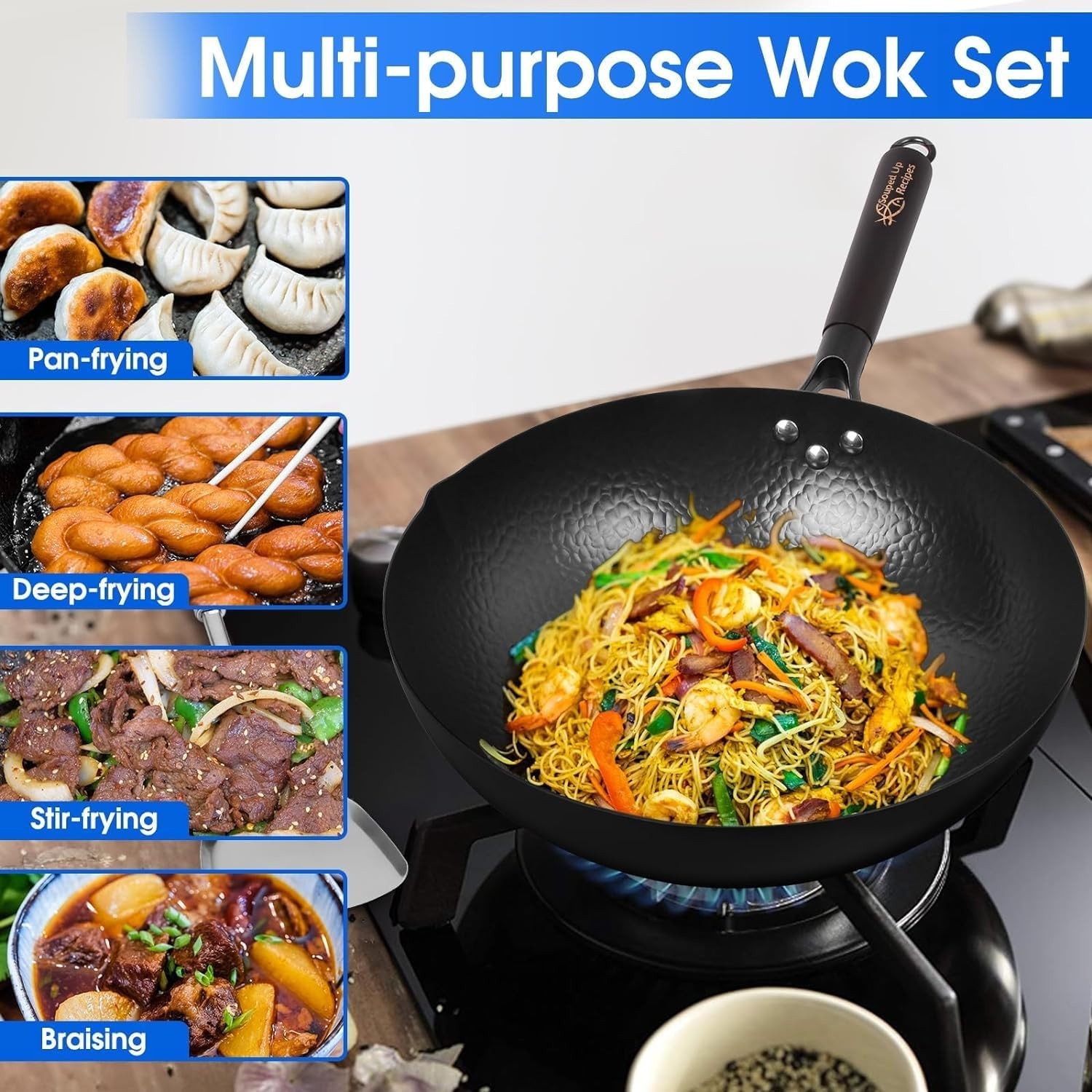Scratch-Resistant Wok Set with User Guide