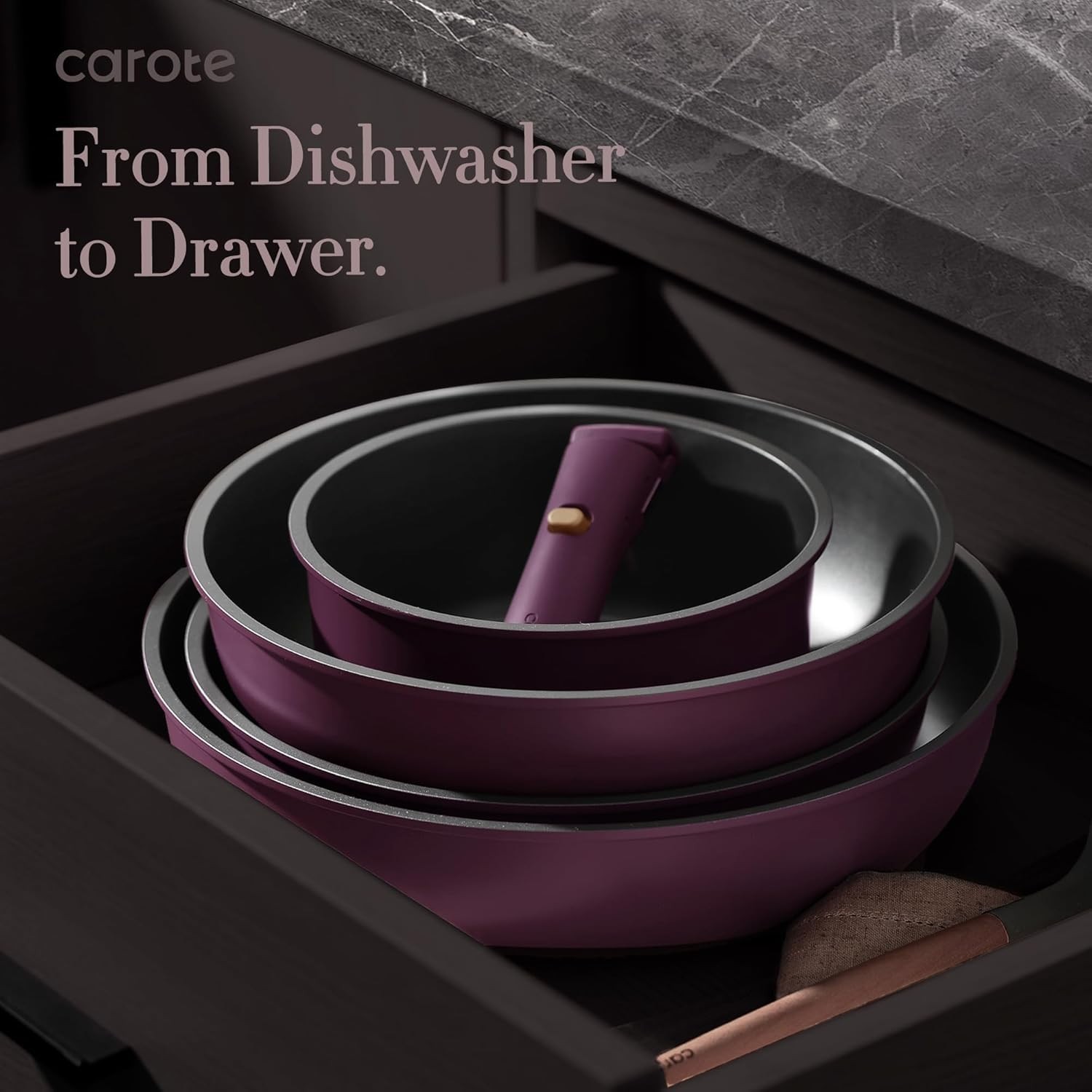 21-Piece Nonstick Cookware Set with Detachable Handles – Induction Compatible