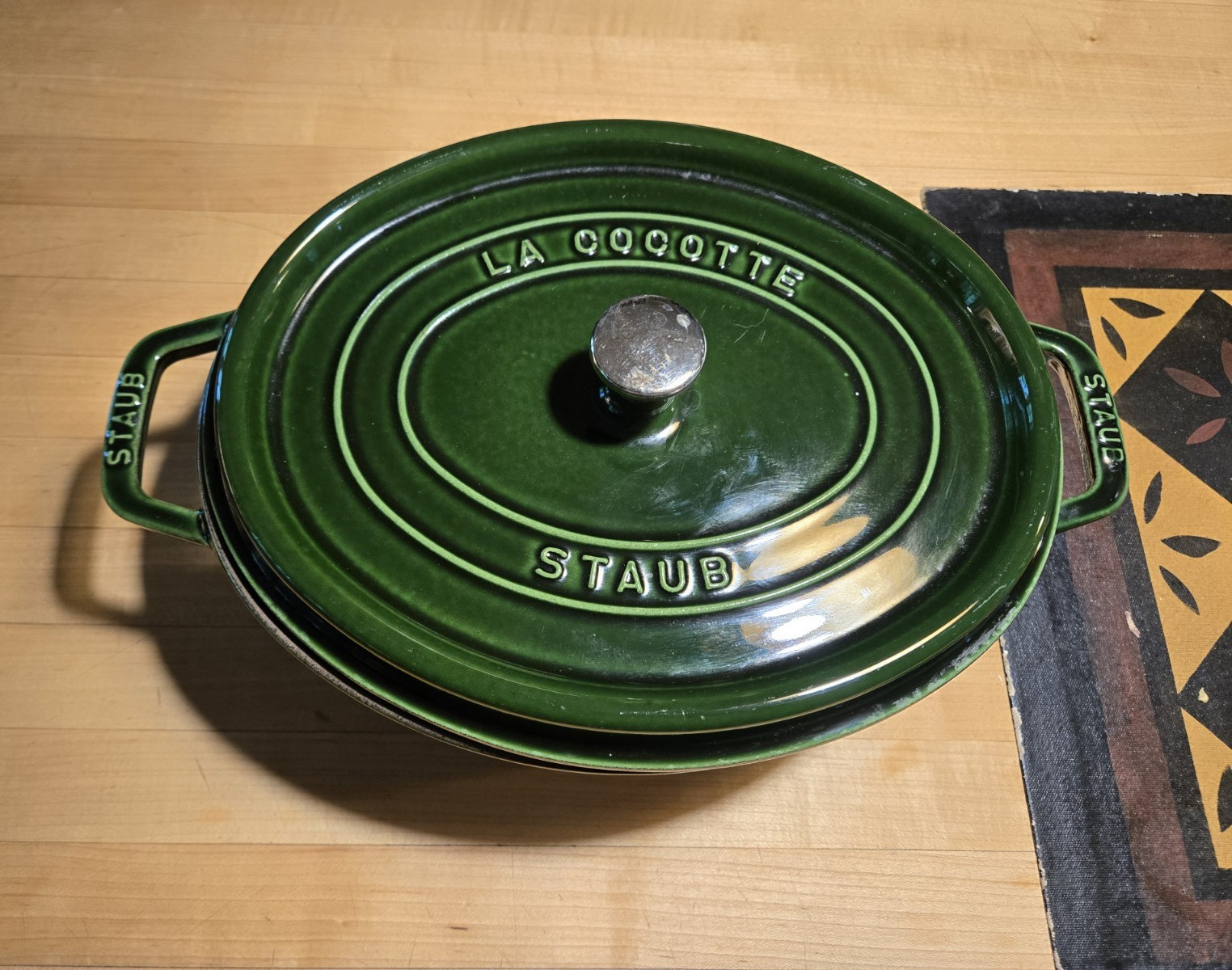 STAUB La Cocotte Oval 6quart, Basil Green Enameled Cast Iron Casserole w/ Lid