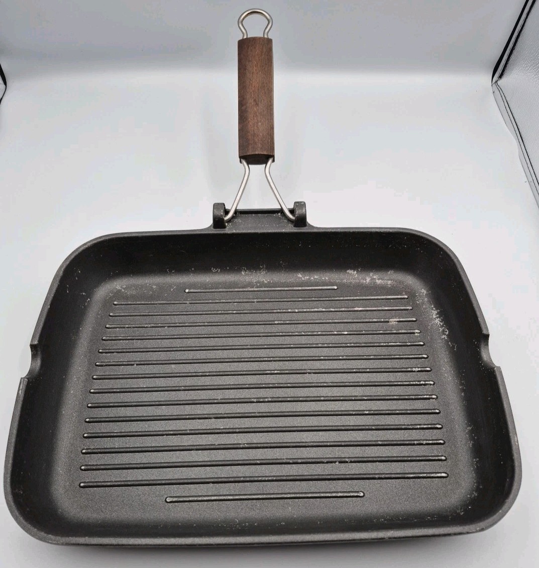 ROCH GUSS Grand Chef Large 13″ Flat Grill Pan Rectangle Folding Handle ITALY