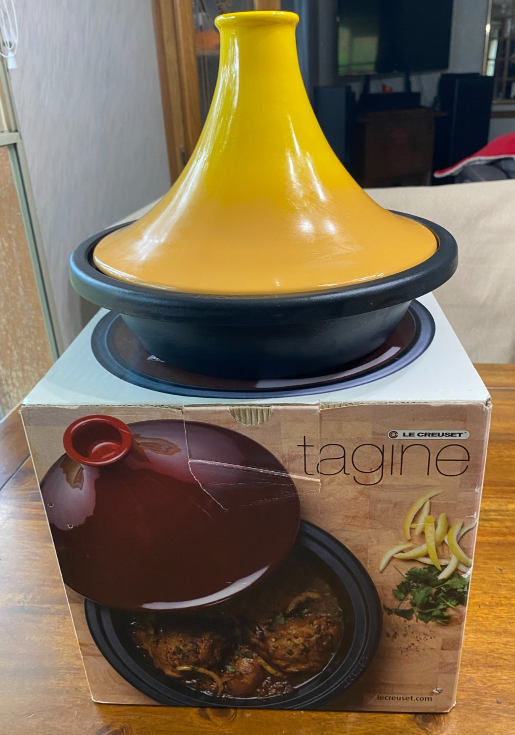 Le Creuset Yellow Tagine 2 .5 QT 27cm Enameled Cast Iron Pot Moroccan Cookware