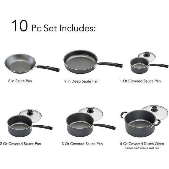 Tramontina Primaware Non-stick Cookware Set, 10 Piece, Gray, #80119/542