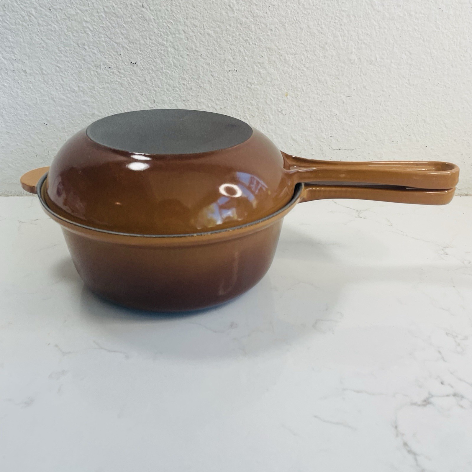 Le Creuset Signature Multi-Function 18cm Pot & Pan Maron Cast Iron Brown Rare