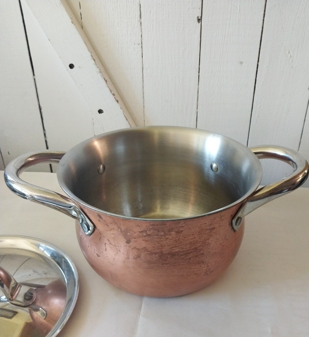 La Sera Hammered Cookware Copper Pot Collection De Luxe Copper Triply w/Lid
