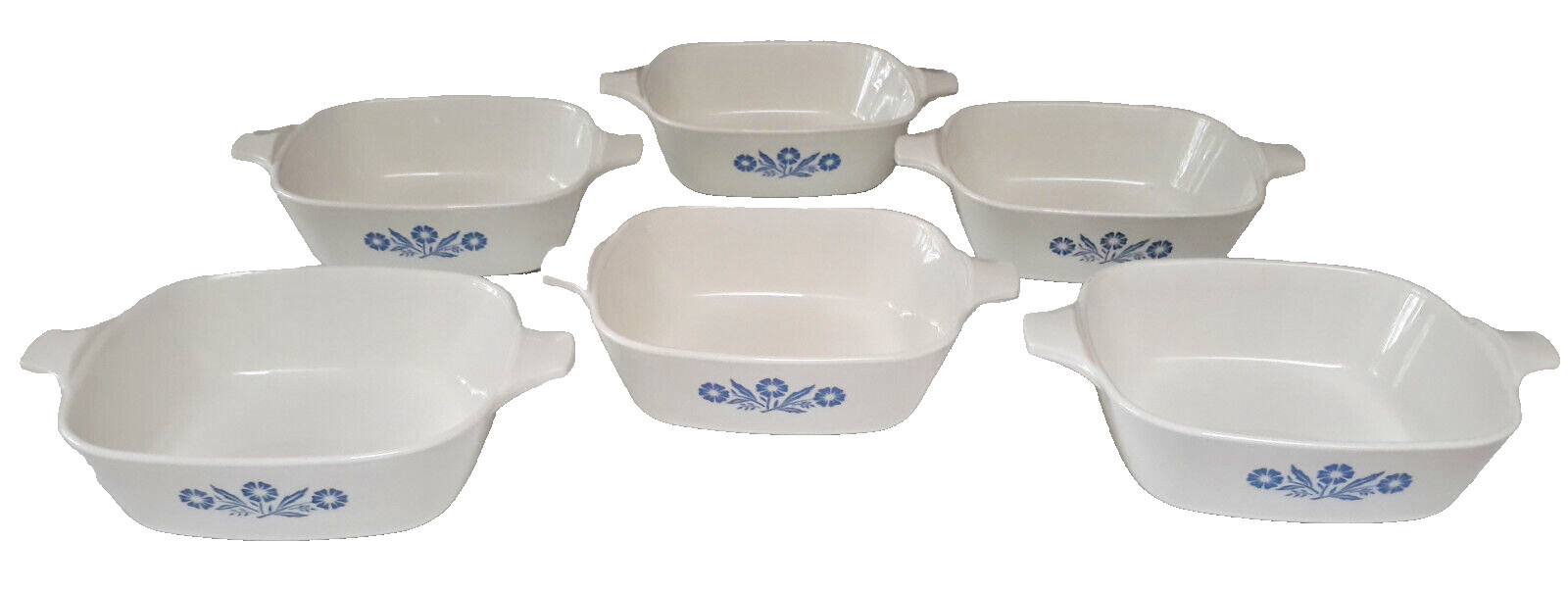 Petite Pan Corning Ware P-41 Blue Cornflower 6 12oz USA White 7″ Baking VTG