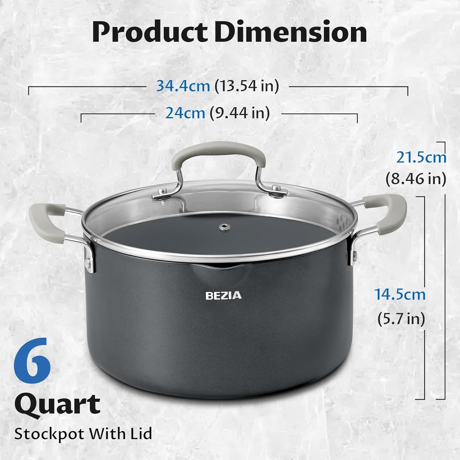 6 Quart Ceramic Non Stick Stock Pot with Strainer Lid & Pour Spout | PFAS-Fre…