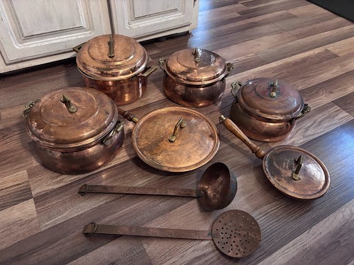 Complete 14-Piece Matching Set with Original Lids copper pots and pans set