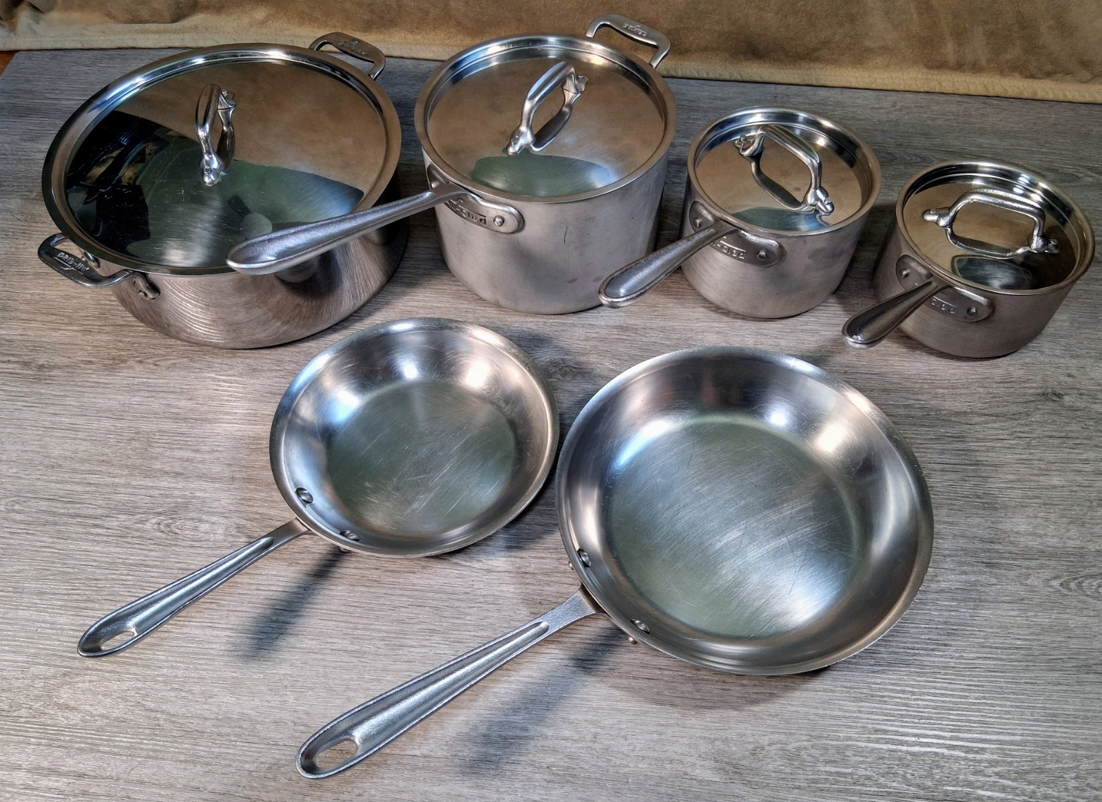 All-Clad Master Chef Cookware Set (10 Nice Pcs. Pots/Pans/Lids) Very Clean