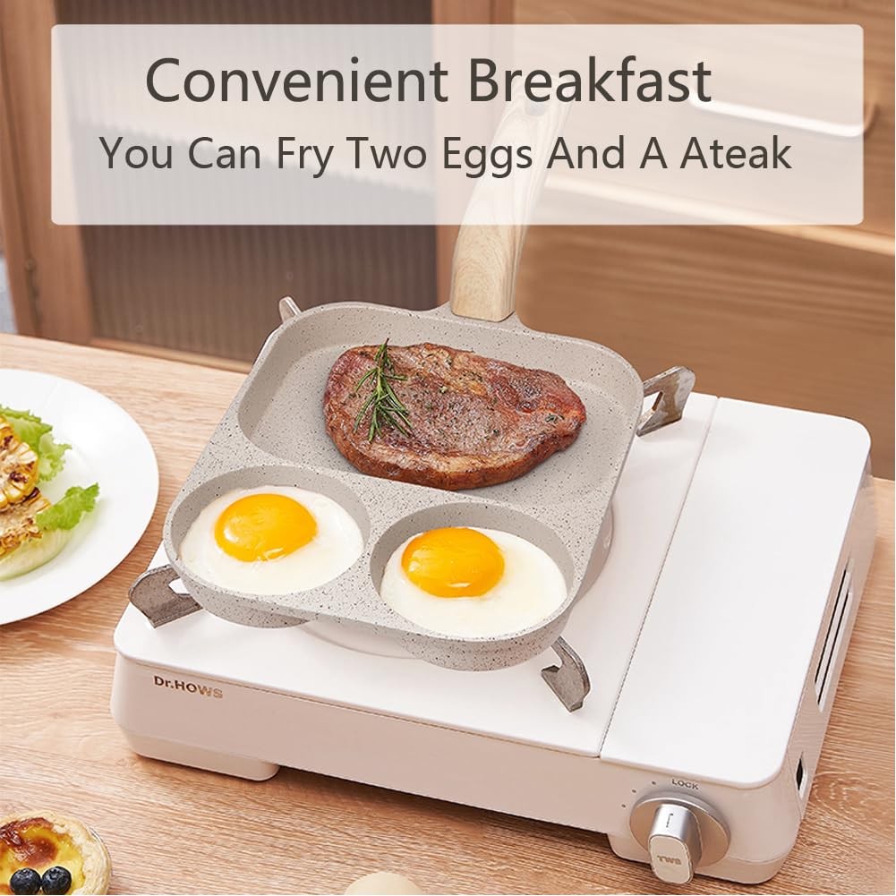 Omelette Pan 3 Section Nonstick Egg Frying Pan Induction