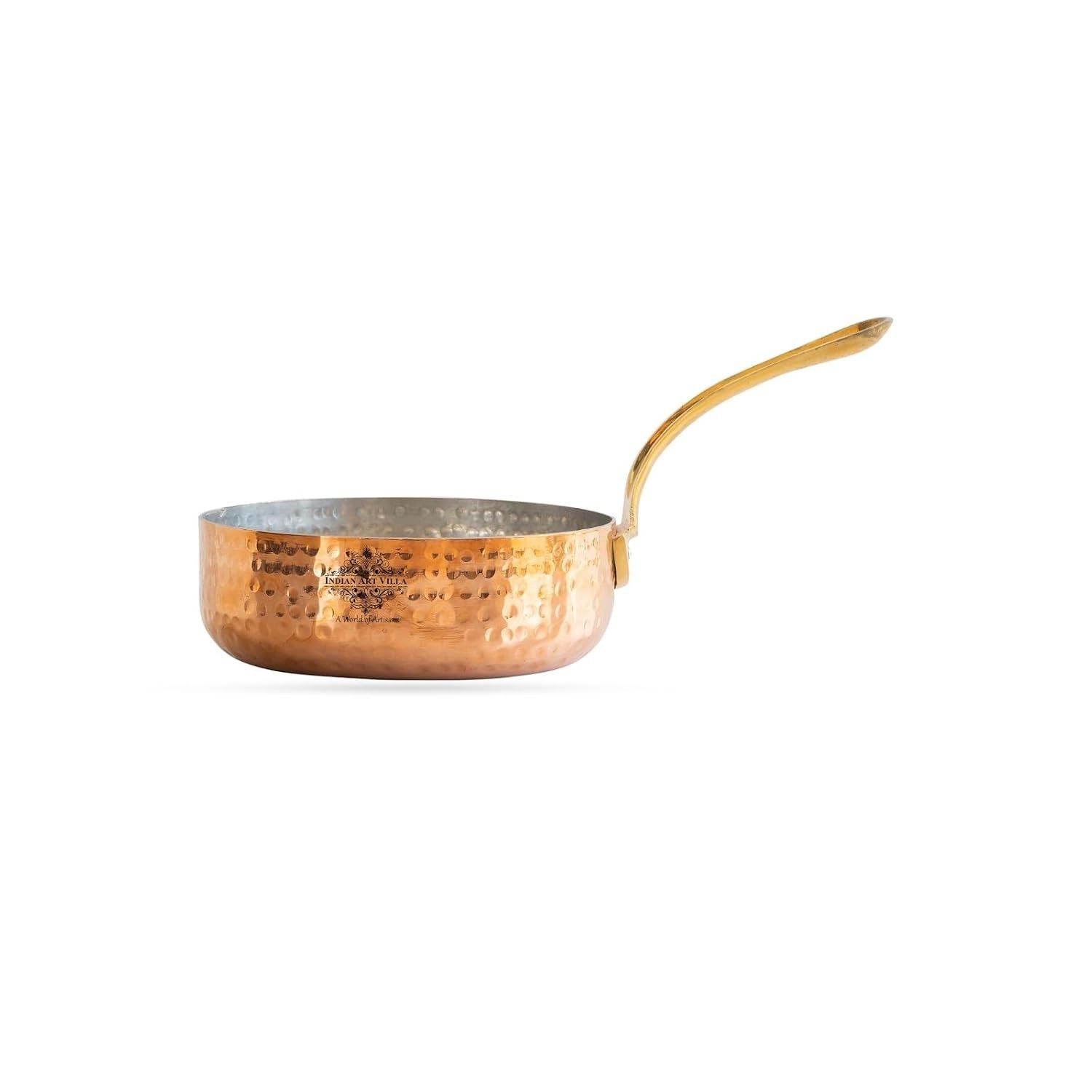 @ Copper Food Fry Pan Brass Handle For Hotel & Restaurant 400 Ml 520Gm s558