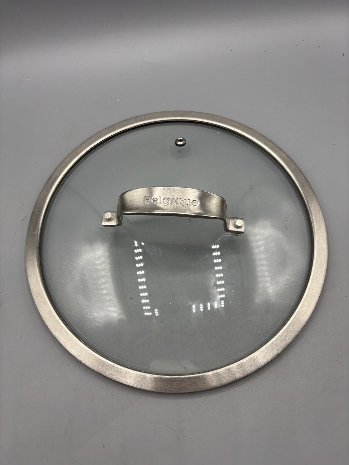 Belgique 9 3/4” Glass Lid Replacement Cover Stainless Rim Vent Hole