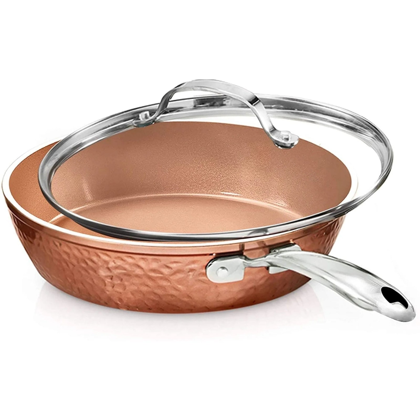 Gotham Steel Hammered 10 Inch Non Stick Frying Pans with Lid, Frying Pans Nonsti