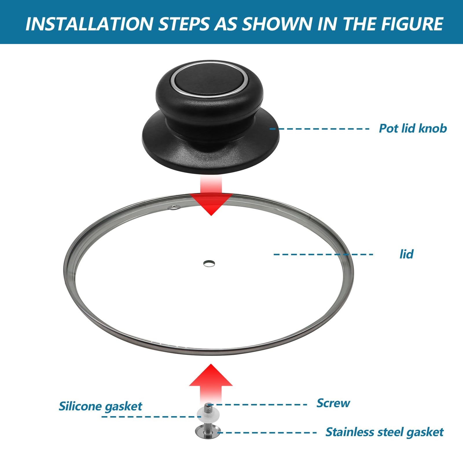 Yasdyri 4 PCS Pot Lid Top Replacement Knob Universal Pot Lid Knob Handle, Hea…