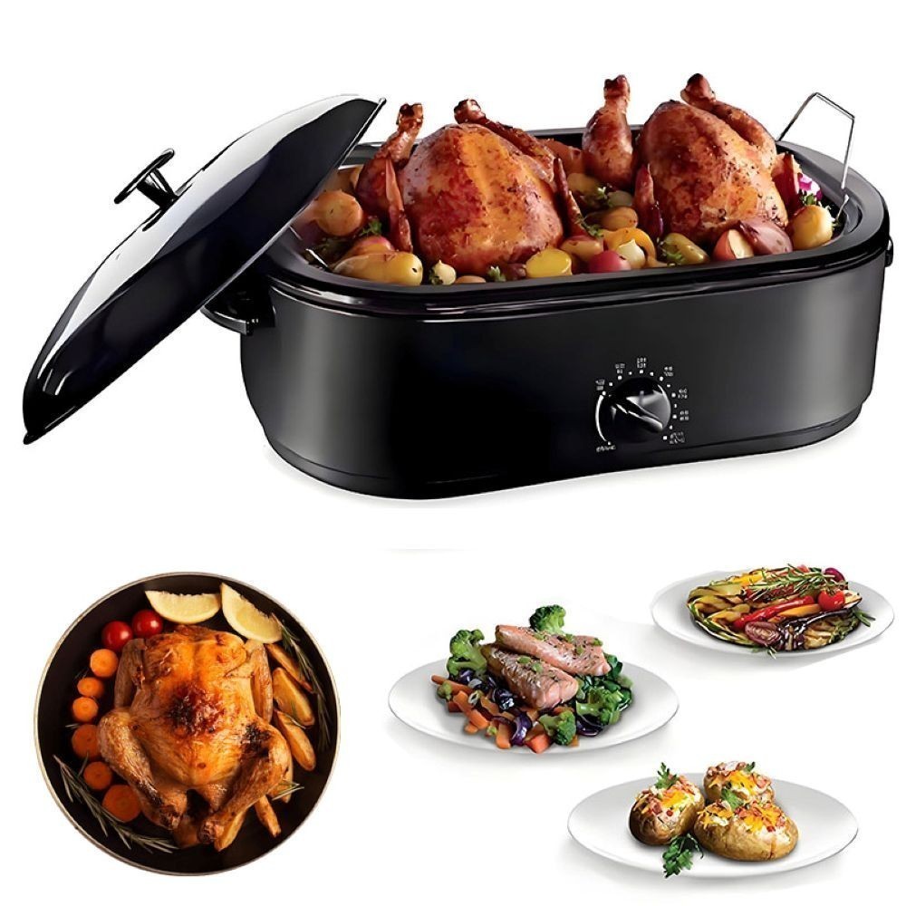 Electric Roaster Oven 16 Quart, Self-Basting Lid & Steel Rack, Countertop Cooker