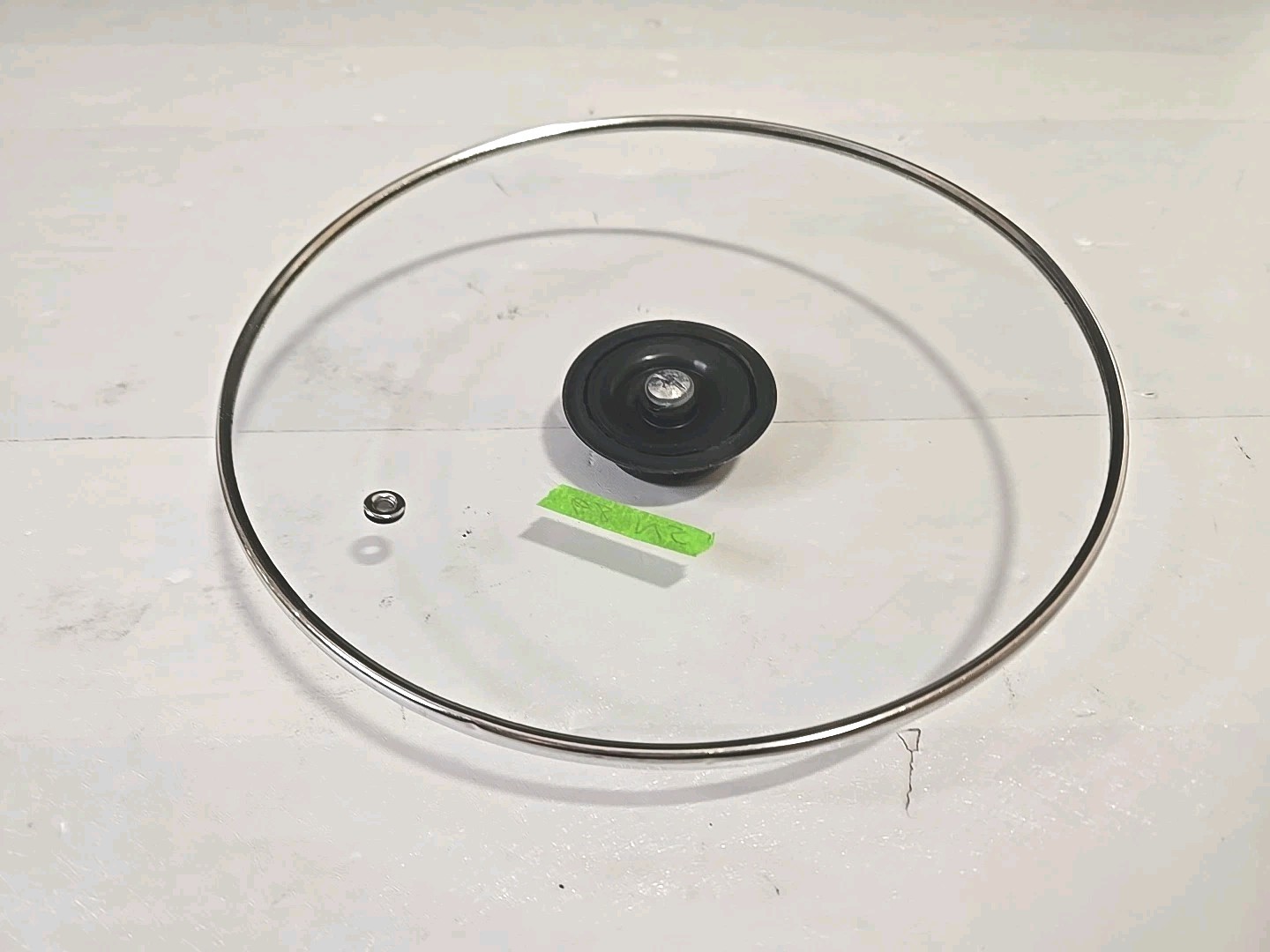 9″ Lid Only Pan/Skillet Replacement Top Glass Vented Stainless, Black Knob SN 89