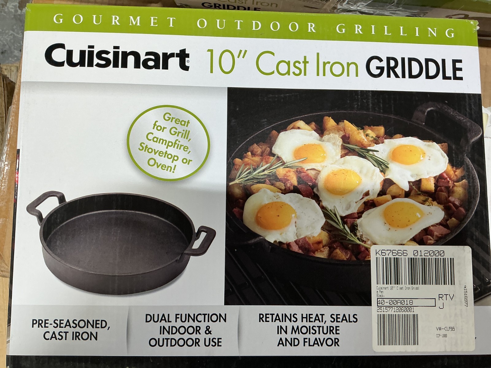 Cuisinart Chef’s Classic 10″ Cast Iron Skillet Pan Griddle CCP-1000