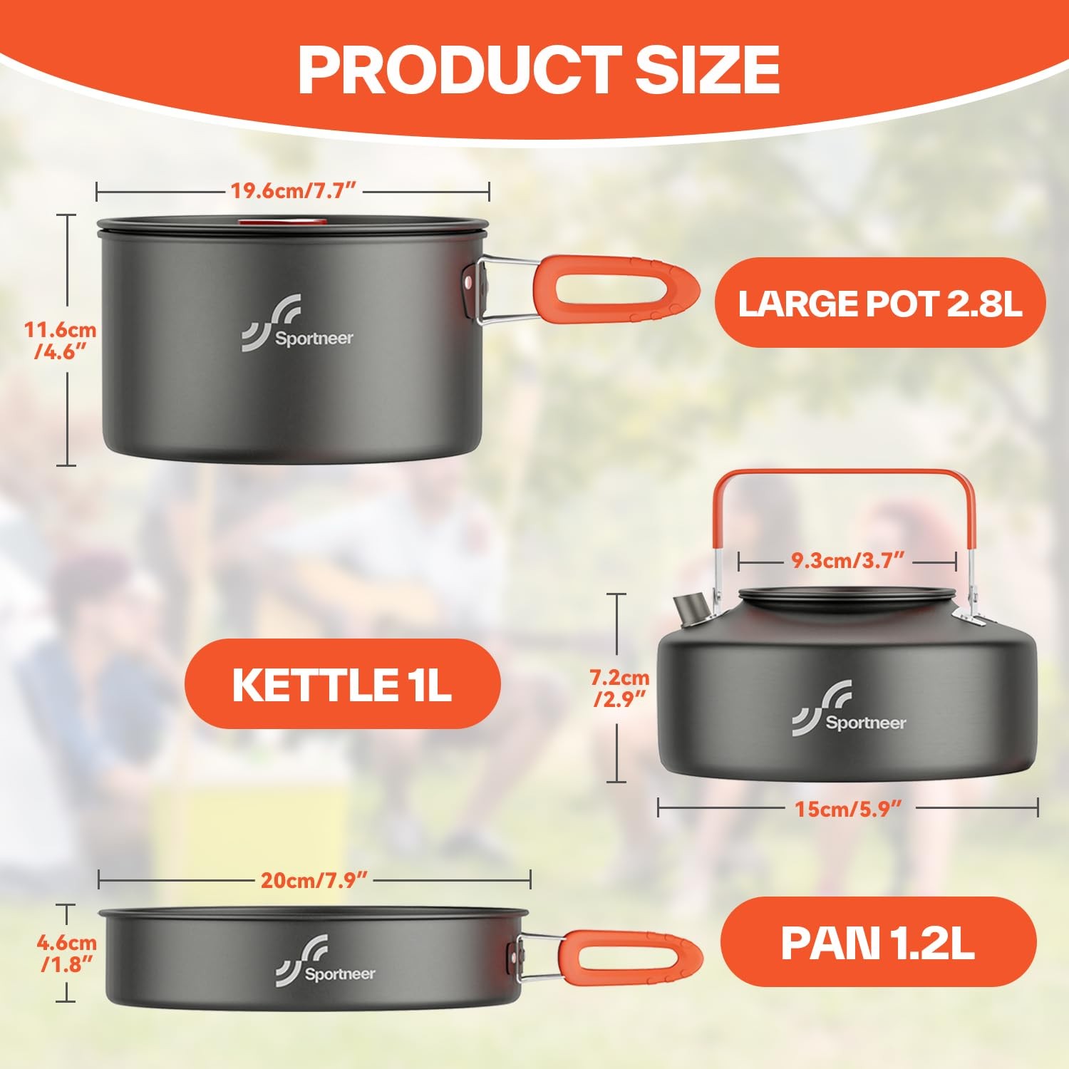 18Pcs Non Stick Lightweight Camping Cookware Set 18Pcs Piece Cookware Set