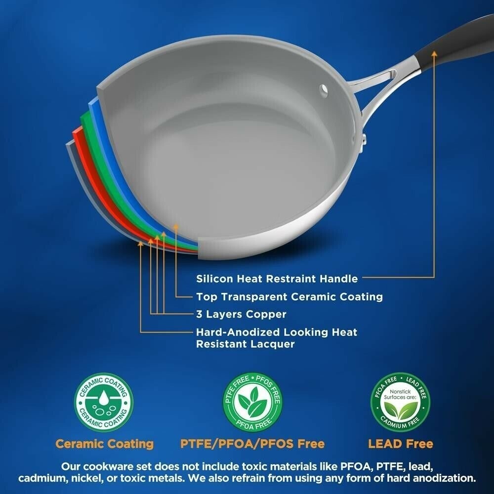 Nutrichef 12 Pcs. Kitchenware Pots & Pans Set-Prestige Ceramic Non-Stick Coating