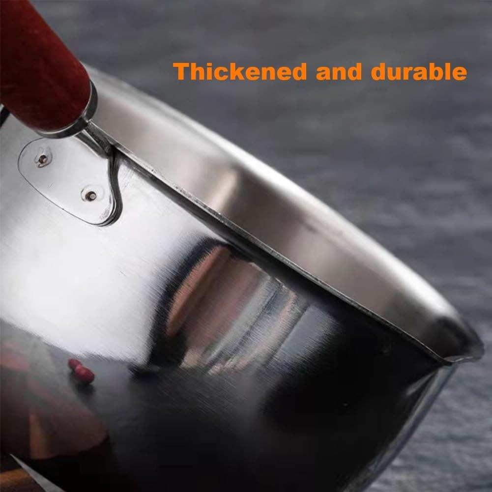 Butter Warmer Pot Stainless Steel Milk Warmer with Wooden Handle for Seafood,