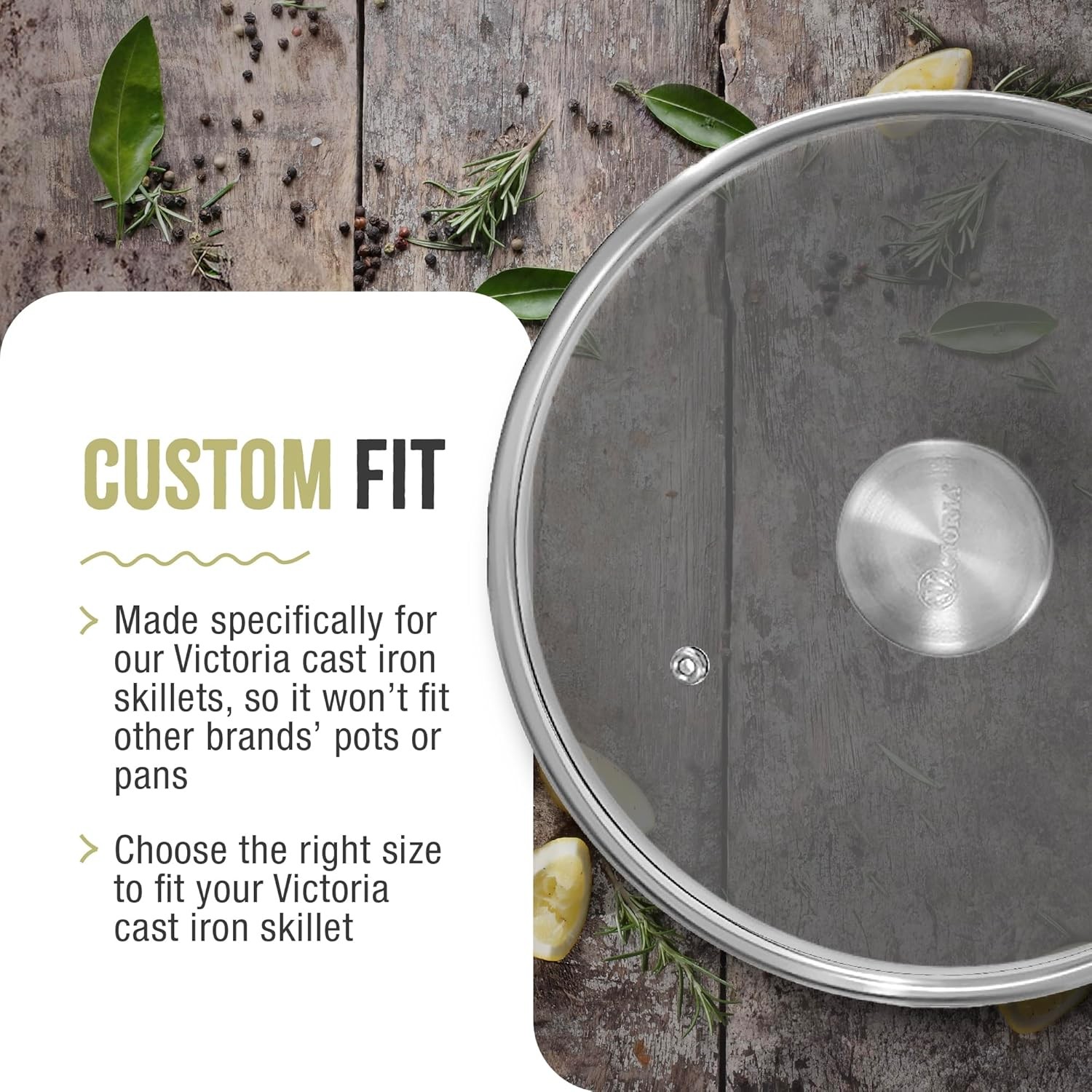 7.5-Inch Glass Lid for Victoria Round 8-Inch Cast Iron Skillet or Pan, Custom Ma