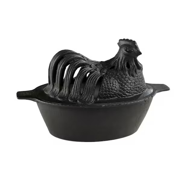 US Stove 1 Quart Enamel Cast Iron Wood Stove Steamer Humidifier, Black Chicken