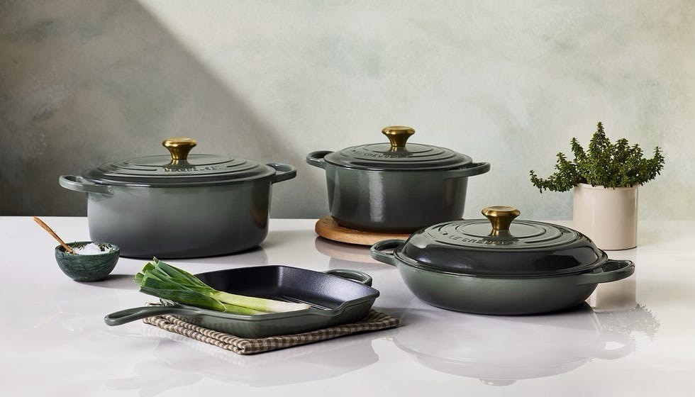 NEW Le Creuset 5 Qt Braiser Thyme Cast Iron France 304 Gold Knob Enameled Chef