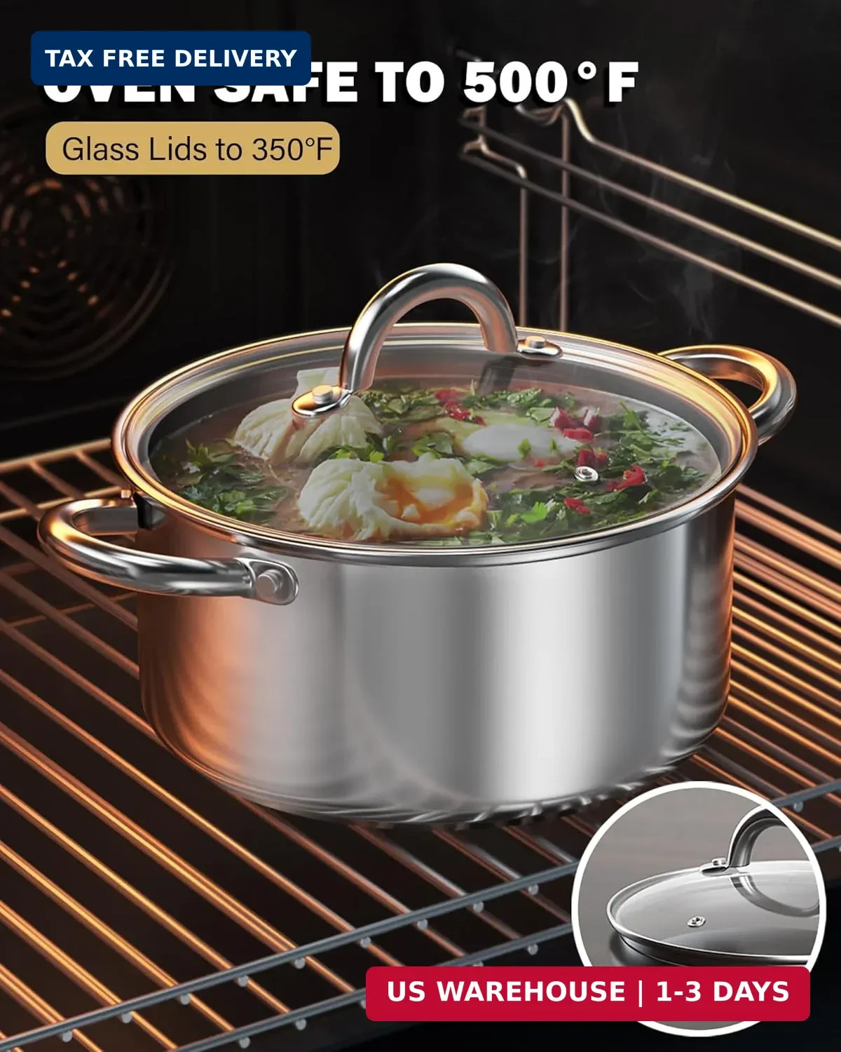 Cook N Home Kitchen Cookware Sets, 12-Piece Basic Stainless Steel Pots and Pans,