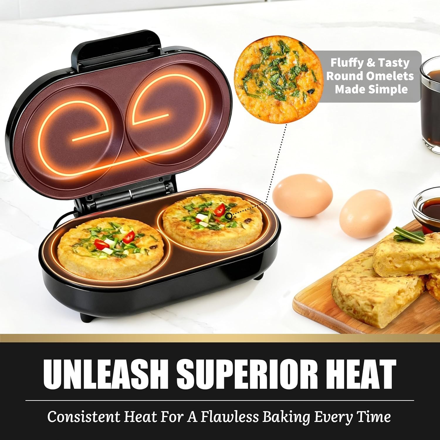 Omelette Maker Electric, Omelette Pan Nonstick, Dual Omelette Makers with 2 x…