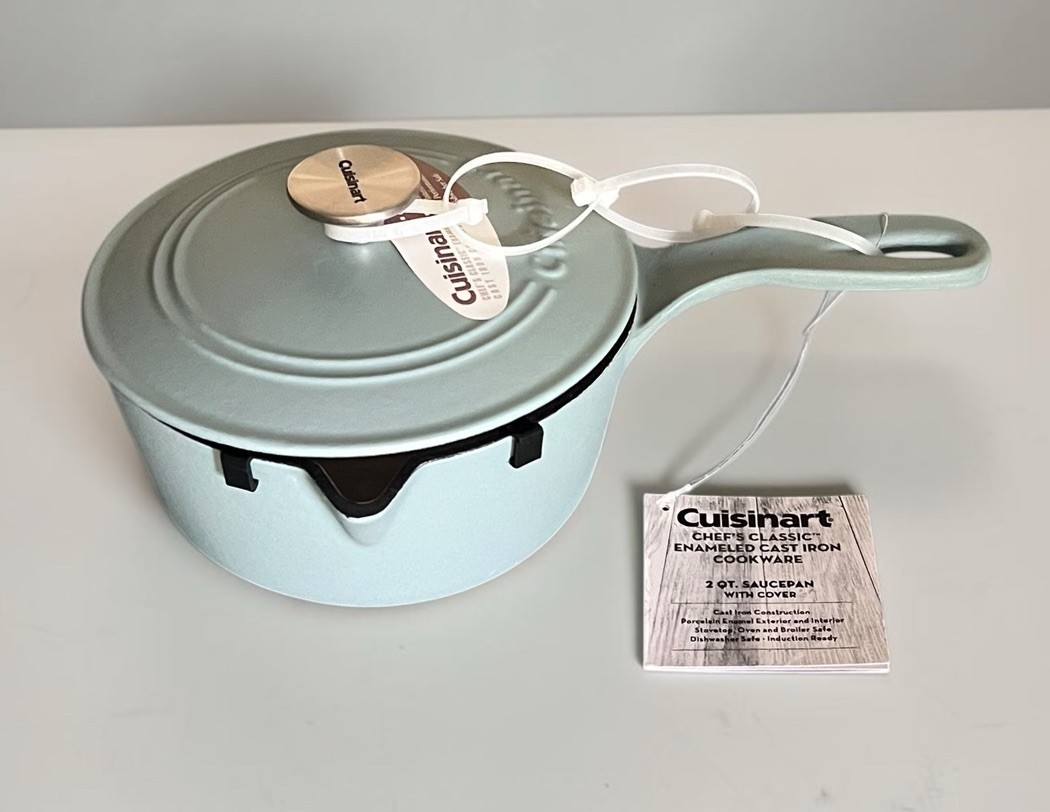 Cuisinart Chef’s Classic 2 Qt Enameled Cast Iron Saucepan w/ Lid Light Blue