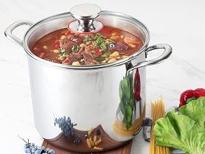 12QT Large Stainless Steel Stock Pot with Lid, Tri-ply Cooking Soup Stockpot