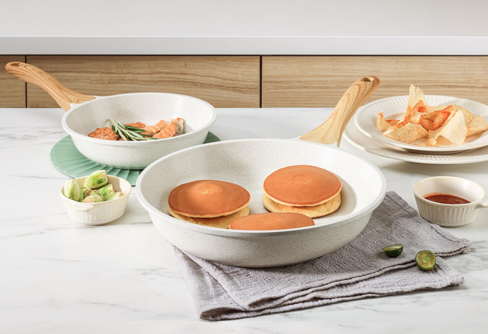 SENSARTE Nonstick Ceramic Cookware Set 13 Piece Non toxic Pots and Pans Set