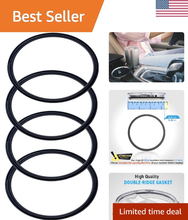 4 Pack – 20 & 10 oz Replacement Rubber Lid Rings, 3.3 Inch Diameter Gasket Se…