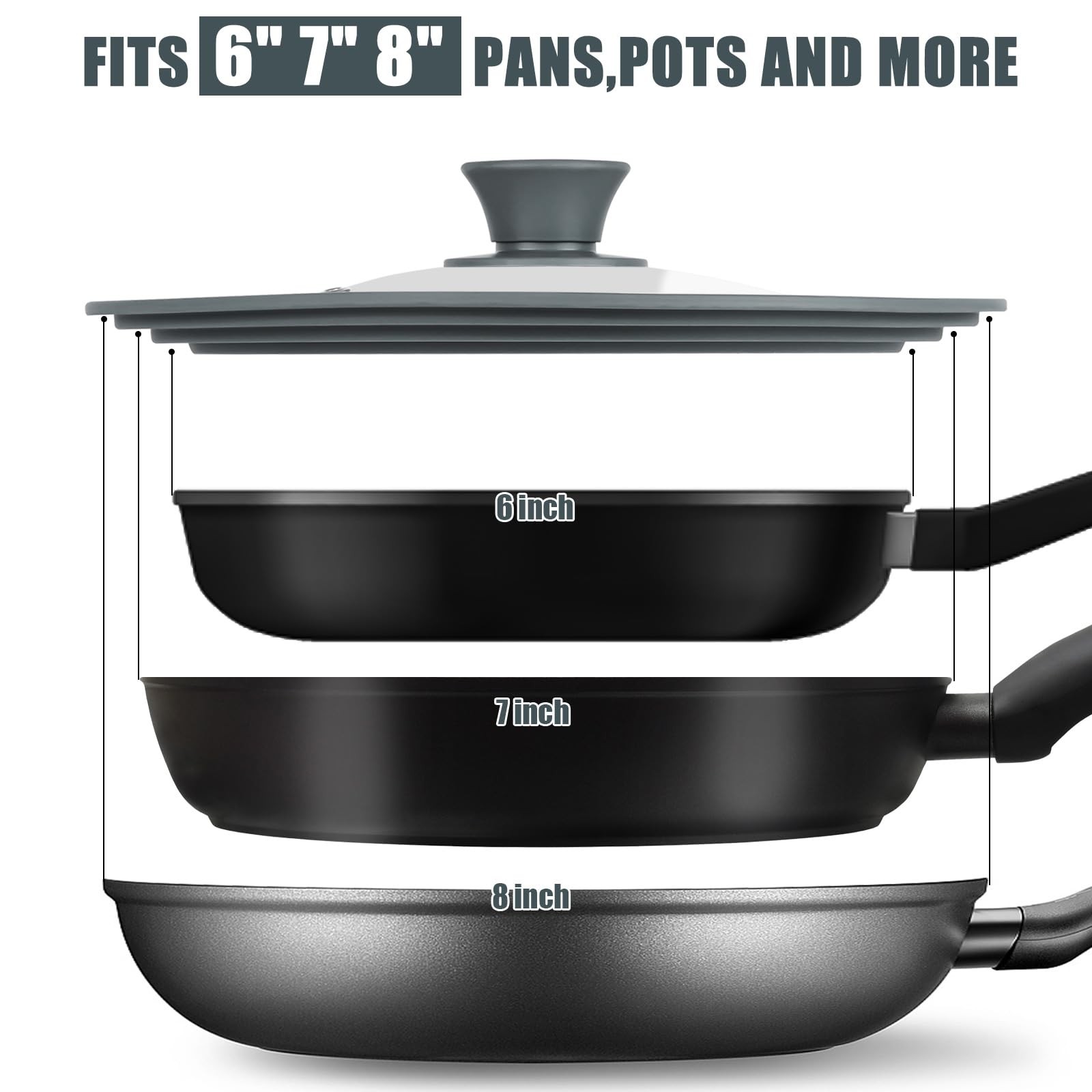 Universal Lid for Pots, Pans, and Skillets – Silicone Replacement Pan Lid Fit…
